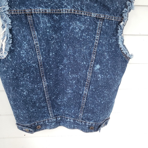 Vintage 80's Levi's Galactic Spotted 4 Pocket Frayed Denim Vest M - Picture 16 of 16